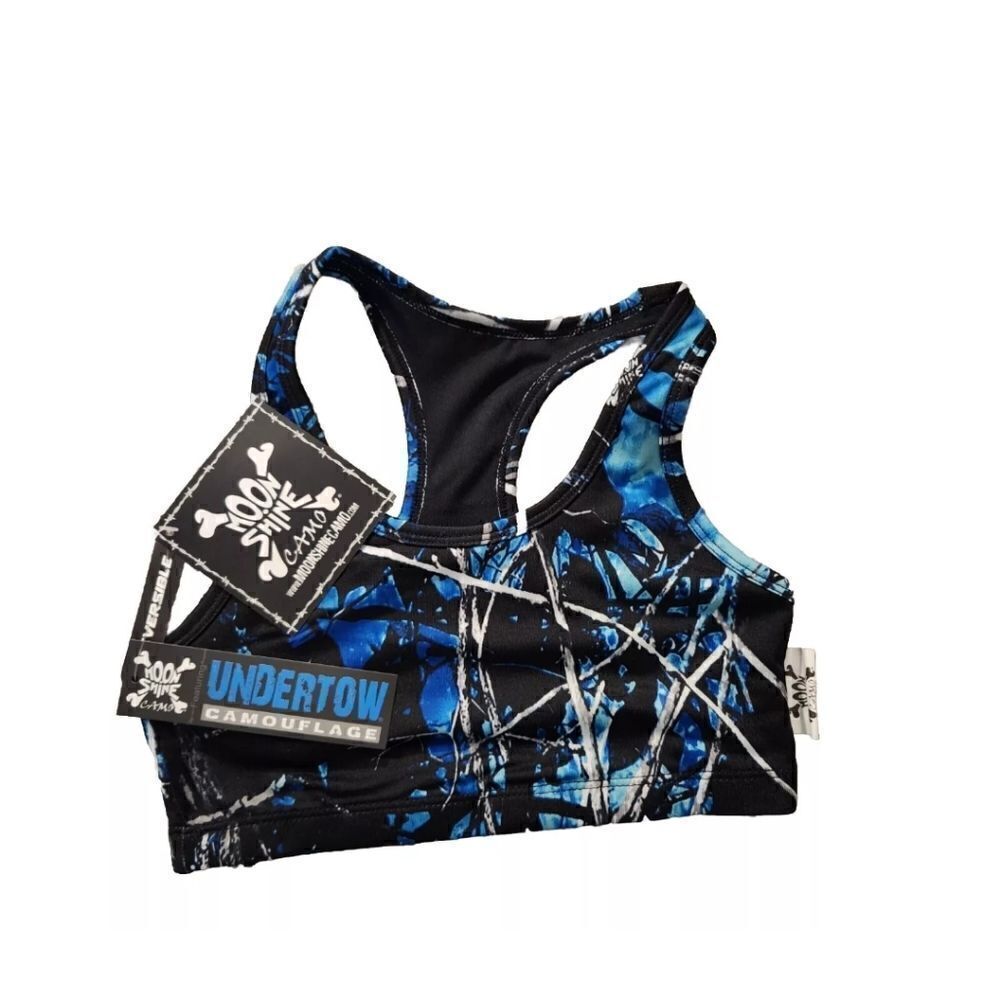 Moonshine CAMO Small Teal BLUE Camouflage New Women’s SPORTS BRA
